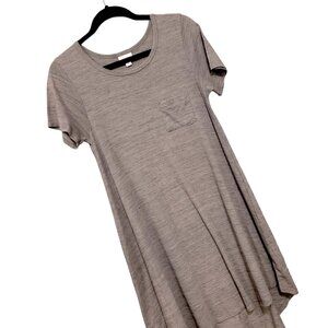 LuLaRoe Carly Dress XS Solid Heathered Grey Stripe Swing Hi-Low A-Line Swing